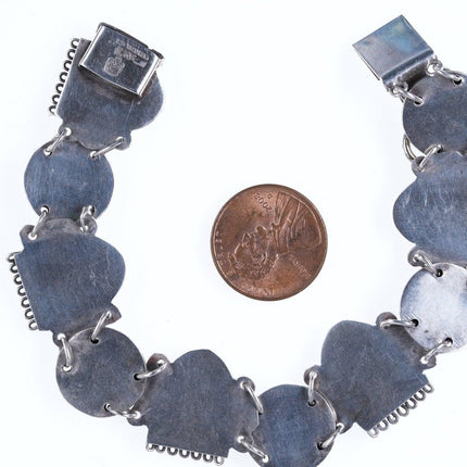 7" Vintage Aztec Style Mexican Sterling silver bracelet - Estate Fresh Austin