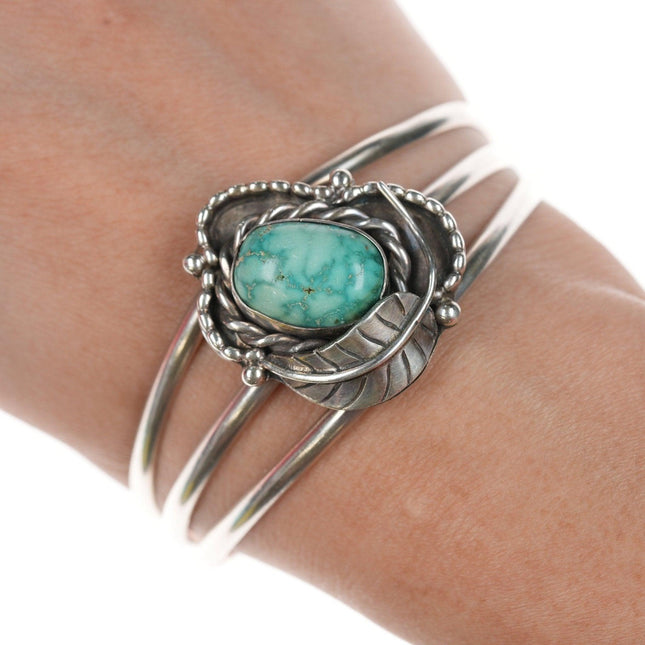 7" Vintage Navajo silver and turquoise bracelet - Estate Fresh Austin