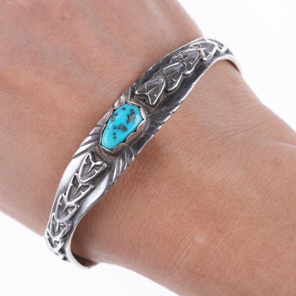 7" Vintage Navajo sterling and turquoise bracelet - Estate Fresh Austin