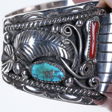 7.25" Large Vintage Yazzie Navajo Cuff Bracelet watch band Sterling Turquoise/Co - Estate Fresh Austin