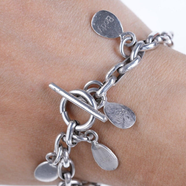 7.25" Retro Sterling silver positive message link bracelet - Estate Fresh Austin