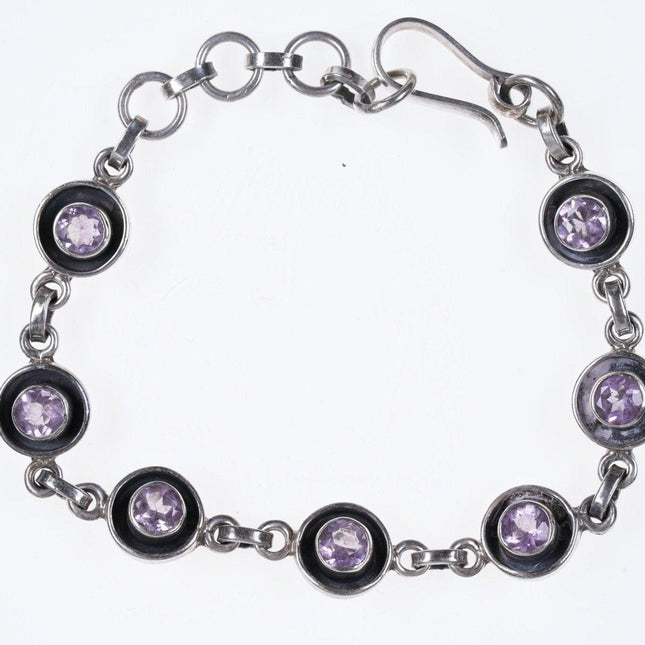 7.25" vintage Sterling and amethyst bracelet - Estate Fresh Austin