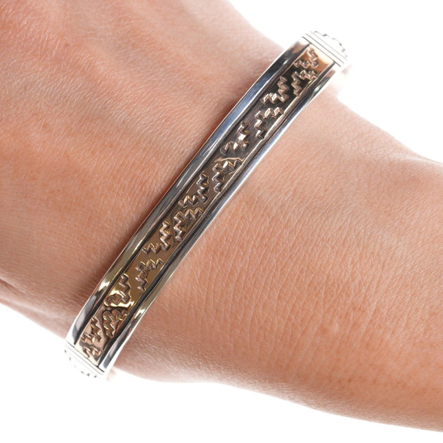8" Navajo 14k/Sterling cuff bracelet - Estate Fresh Austin