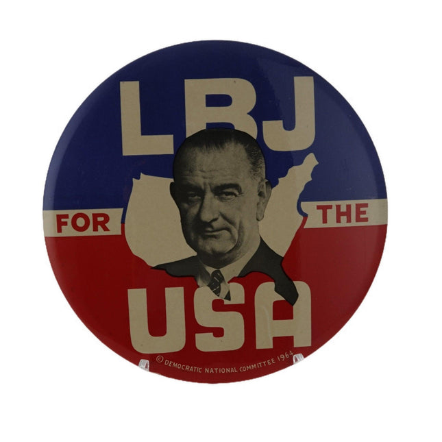 9" 1964 Democratic National Committee LBJ for the USA Political Button/Sign Near - Estate Fresh Austin