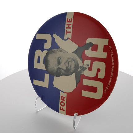 9" 1964 Democratic National Committee LBJ for the USA Political Button/Sign Near - Estate Fresh Austin