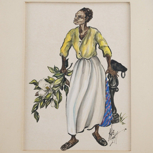 Alice Scott (1924-2005) Original Watercolor South Carolina Gullah woman - Estate Fresh Austin