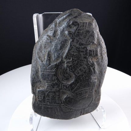 Ancient Artifact Prehistoric Mayan Pre-Columbian Black Stone Hammer Carved Effig - Estate Fresh Austin