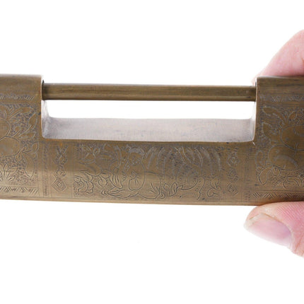 Antique Chinese Engraved brass Cabinet/trunk lock - Estate Fresh Austin