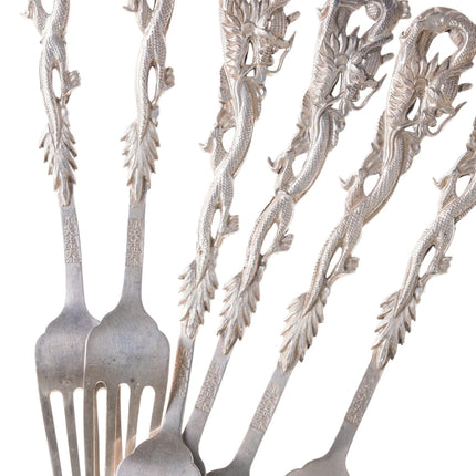 Antique Chinese silver Dragon handle fork set - Estate Fresh Austin