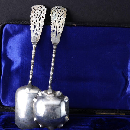 Antique Chinese Silver Sugar Spoons in presentation box - Estate Fresh Austin
