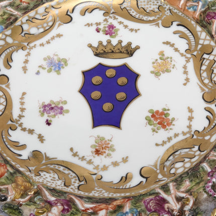 Antique Dresden Capodimonte Style Plate Hand Painted with relief border 10.5" - Estate Fresh Austin