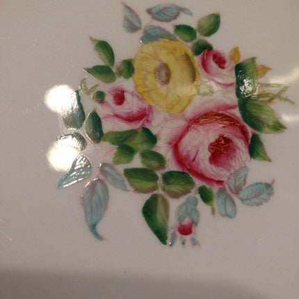 Antique English Earthenware Hand Painted Roses porcelain Tazza - Cake Stand with - Estate Fresh Austin