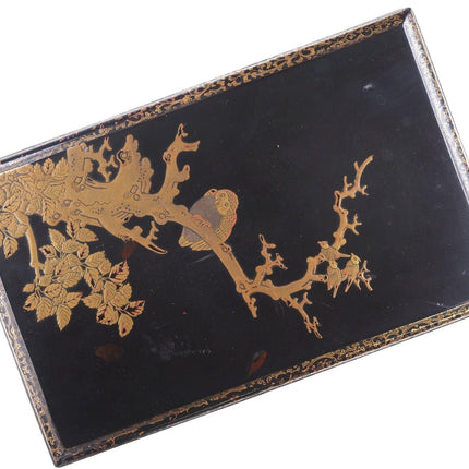 Antique Japanese Black-Lacquer Suzuribako (Writing Box) and Cover, late Meiji or - Estate Fresh Austin