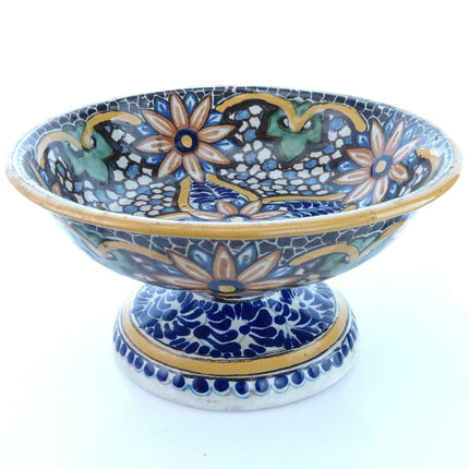 Antique Mexican Talavera Footed Compote - Estate Fresh Austin