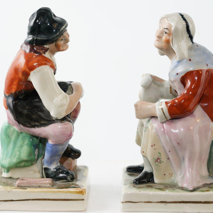 Antique Staffordshire Cobbler and Wife bookend figures - Estate Fresh Austin