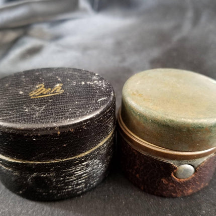 Antique Traveling Inkwells Leather covered ornate Brass with glass inserts Civil - Estate Fresh Austin
