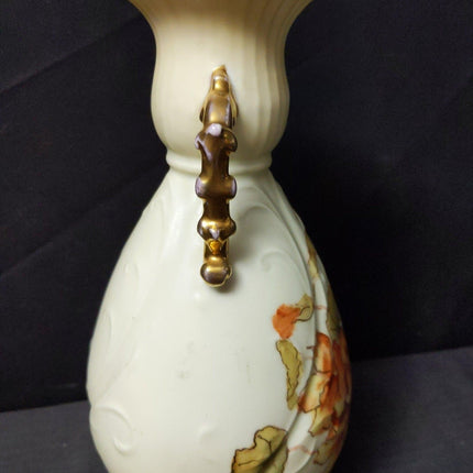Art Nouveau Royal Rudolstadt embossed Porcelain Hand Painted Floral Vase Gold Ha - Estate Fresh Austin