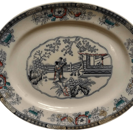 Ashworth Chinese Platter 16 3/8" x 13 1/8" chinoiserie Decoration Polychrome ena - Estate Fresh Austin