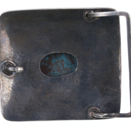 Asian/Middle eastern Antique Sterling turquoise belt buckle - Estate Fresh Austin