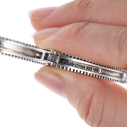 Barbara Bixby Sterling/18k Cuff bracelet with removable pearl charm - Estate Fresh Austin