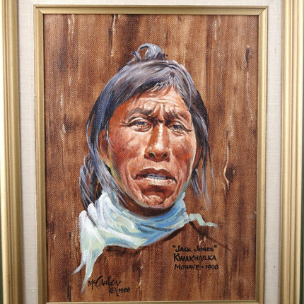 Bud McCaulley(1932-2014) Listed Texas Artist Native American Portrait Oil on Ca - Estate Fresh Austin