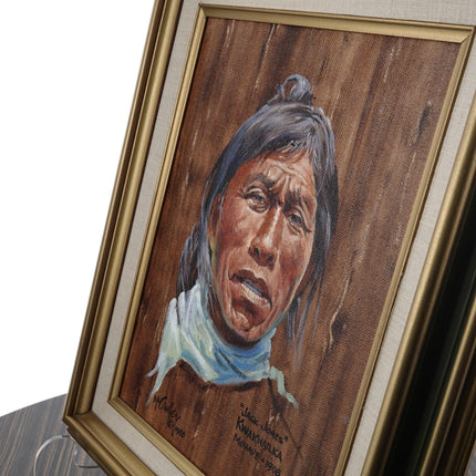 Bud McCaulley(1932-2014) Listed Texas Artist Native American Portrait Oil on Ca - Estate Fresh Austin