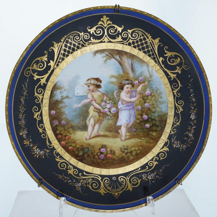 c1820 French Sevres Style Gilt bronze mounted cabinet plate - Estate Fresh Austin