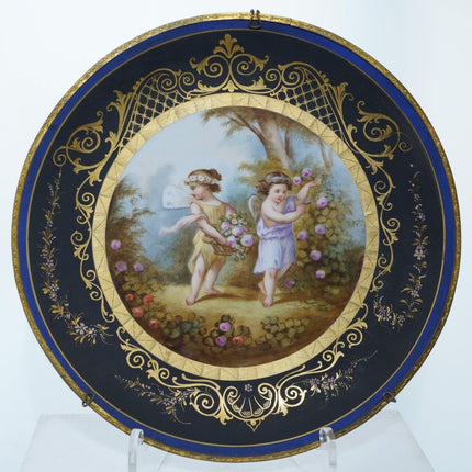 c1820 French Sevres Style Gilt bronze mounted cabinet plate - Estate Fresh Austin