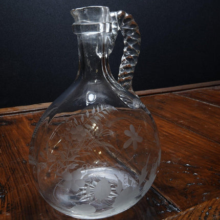 c1830 American Flint Glass Wheelcut Handled Bottle - Estate Fresh Austin