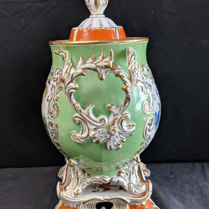 c.1850 Old Paris Porcelain Covered Pokal with Stand Hand Painted Children Flower - Estate Fresh Austin