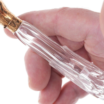 c1860 French 14k Gold top cut glass perfume bottle 1 - Estate Fresh Austin