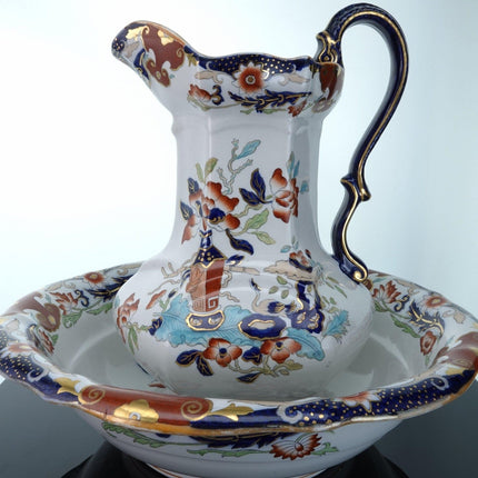 c1860 Masons Chinese Vase Ironstone Chinoisiere Hand Painted Polychromed Transfe - Estate Fresh Austin