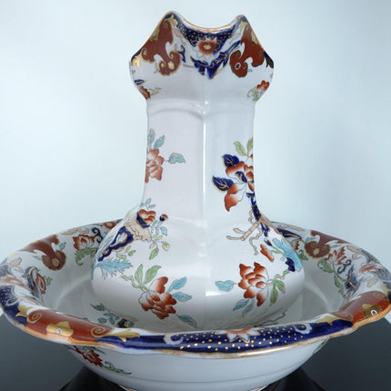 c1860 Masons Chinese Vase Ironstone Chinoisiere Hand Painted Polychromed Transfe - Estate Fresh Austin