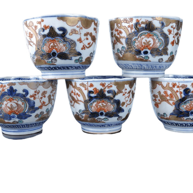 c1870 5 Meiji Period Japanese Imari Tea Cups - Estate Fresh Austin