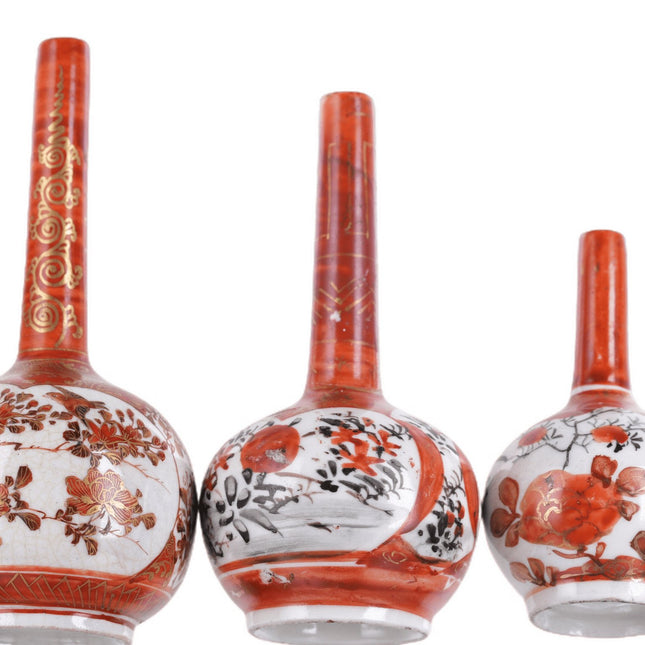 c1880 Japanese Graduated Miniature Kutani bud vases - Estate Fresh Austin
