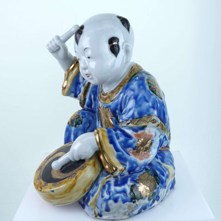 c1880 Kutani Japanese Meiji Period Porcelian Statue of Drummer Boy - Estate Fresh Austin