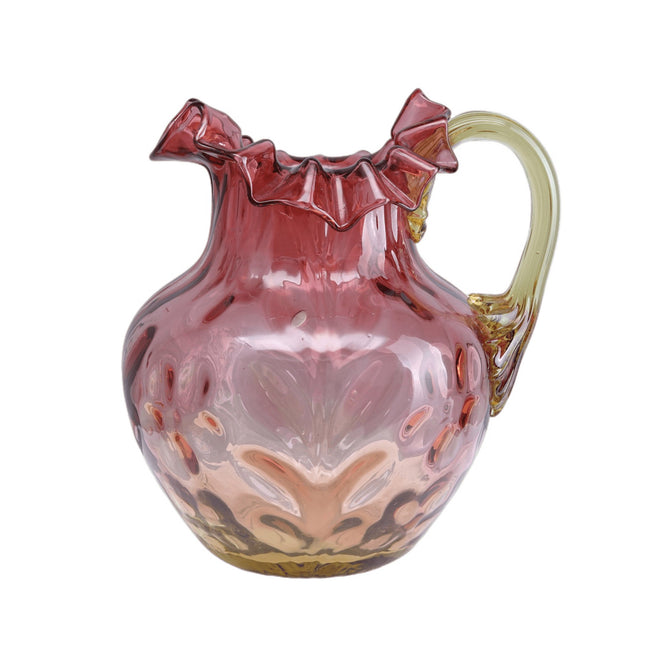 c1890 Amberina Art Glass Cream pitcher with Embossed Daisy and Fern Pattern - Estate Fresh Austin