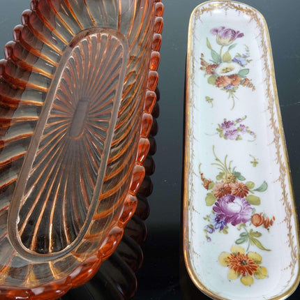 c1890 Dresden and Baccarat Celery Dishes/Pencil holders - Estate Fresh Austin
