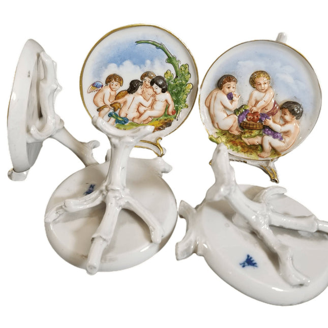 c1890 Dresden Capodimonte Style Porcelain Miniature Plaques Applied Bird Claw S - Estate Fresh Austin
