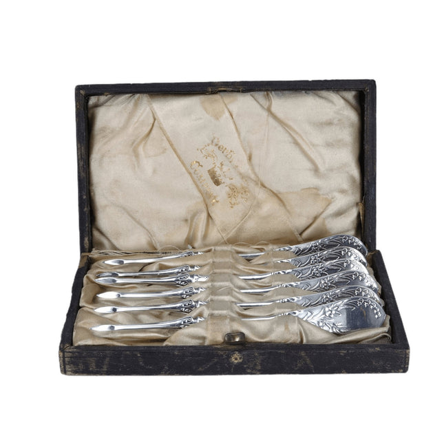 c1890 Nut Pick set in leather covered wood bad derby silver company silverplate - Estate Fresh Austin