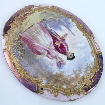 c1890 Sevres Style French Porcelain Plaque Hand Painted Artist Signed Max - Estate Fresh Austin