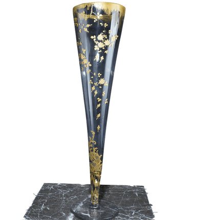 c1900 23.75" Palatial Moser gold decorated vase - Estate Fresh Austin