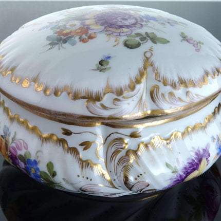 c1900 Dresden Porcelain Covered Box Hand Painted with Heavy gold - Estate Fresh Austin