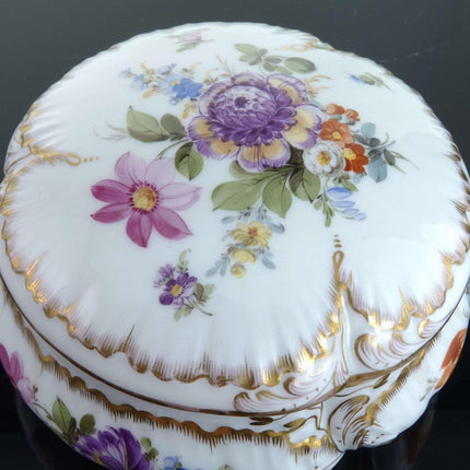 c1900 Dresden Porcelain Covered Box Hand Painted with Heavy gold - Estate Fresh Austin