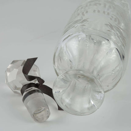 c1900 Large French Cut Glass Perfume Bottle Etched Eau De Cologne - Estate Fresh Austin