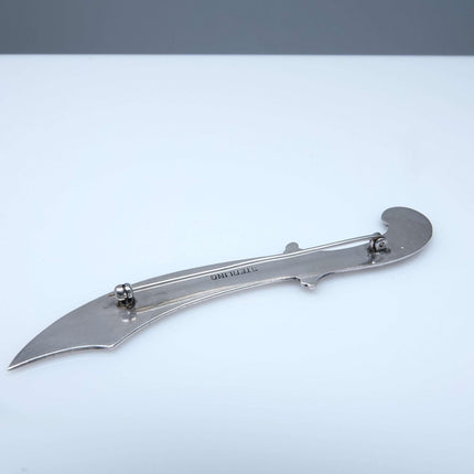 c1900 Large Sterling Silver Arabian Knife Brooch - Estate Fresh Austin