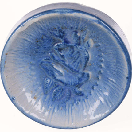c1910 American Blue & White Stoneware Soap Dish with embossed Rose - Estate Fresh Austin
