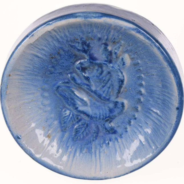 c1910 American Blue & White Stoneware Soap Dish with embossed Rose - Estate Fresh Austin