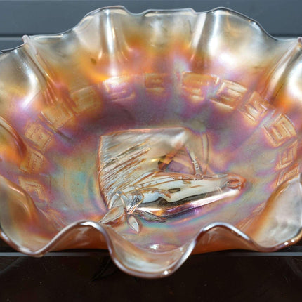 c1910 Carnival glass horse head bowl - Estate Fresh Austin