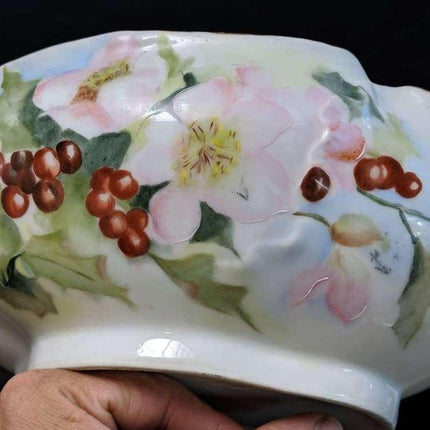 c1910 Haviland Limoges Large Centerpiece Bowl Roses - Estate Fresh Austin